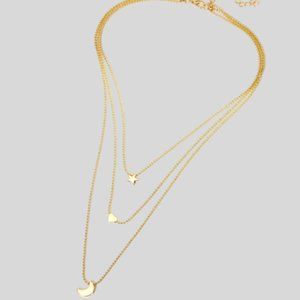 Gold Star, Heart and Moon Layered Necklace